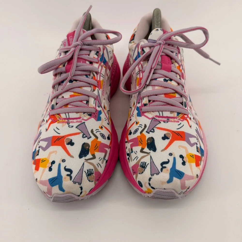Brooks Adrenaline GTS 21 Women 9 Pink Multi Unity Help Save Youth Sports Shoes - Picture 2 of 8